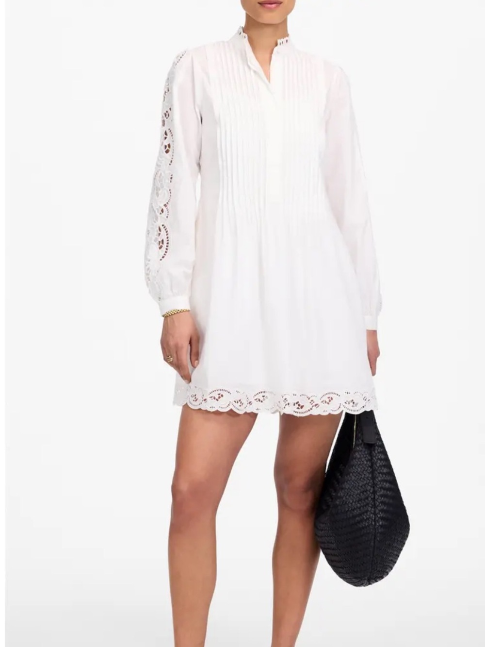 Madewell Pintuck Eyelet Long Sleeve Minidress